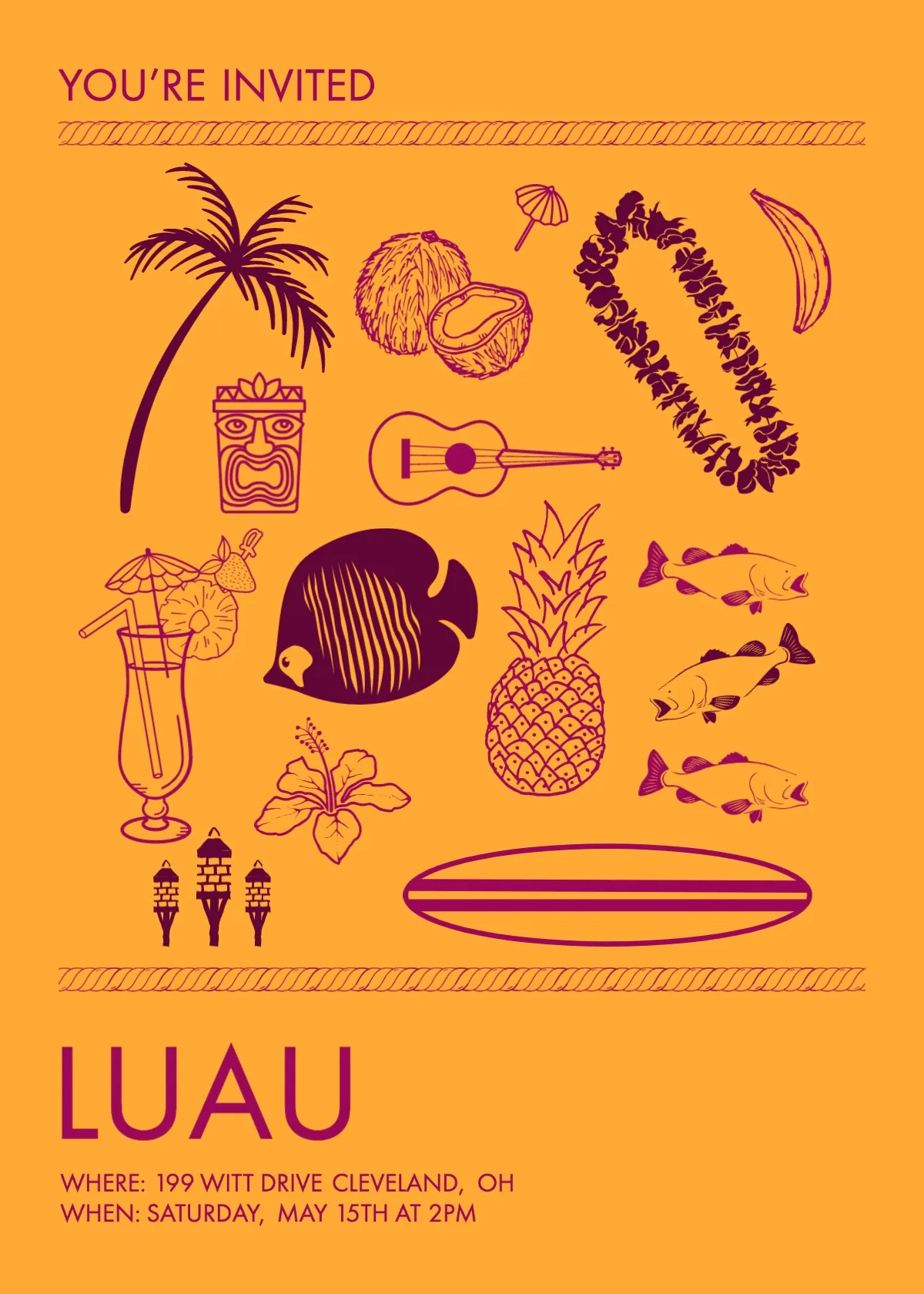 Hawaiian Birthday Invitation