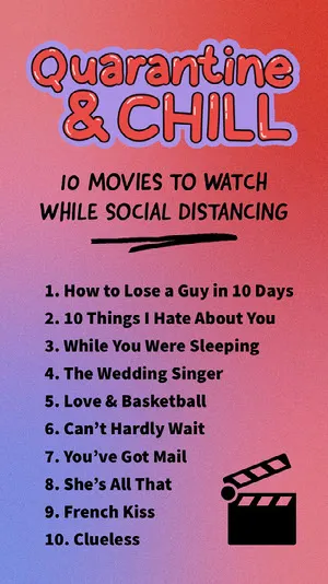 Red and Blue Quarantine Movies to Watch Instagram Story Checklist