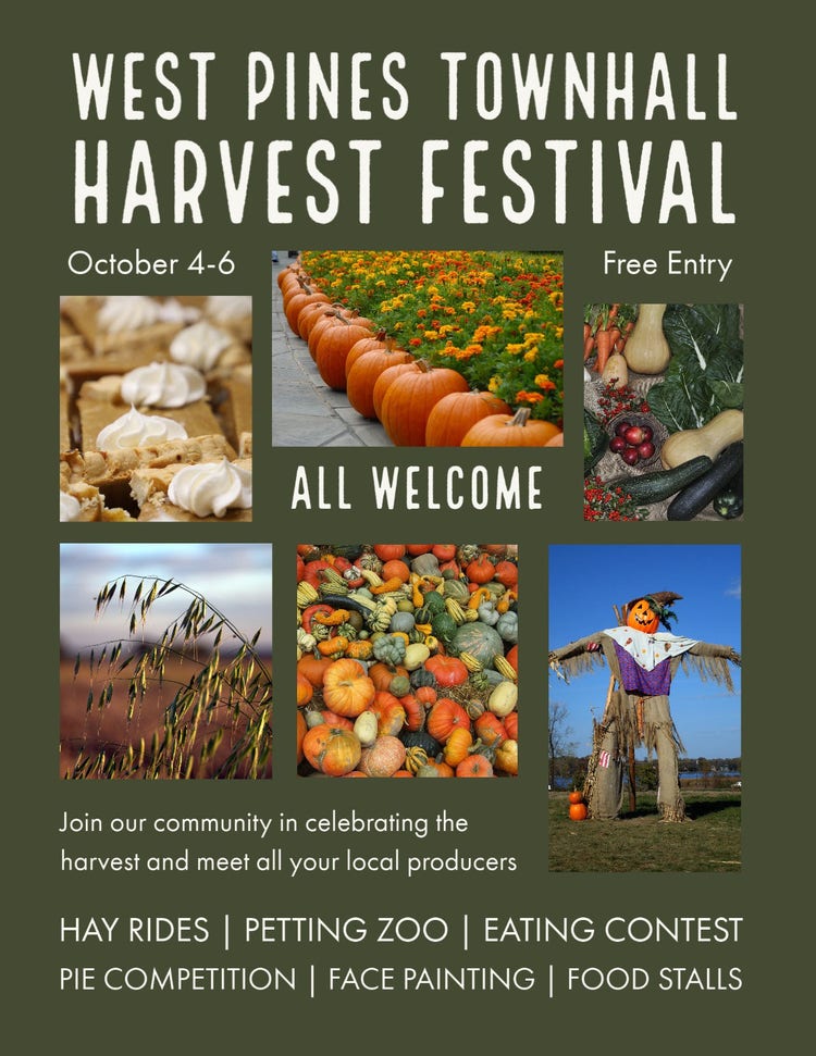 Green Photo Collage Harvest Festival Flyer