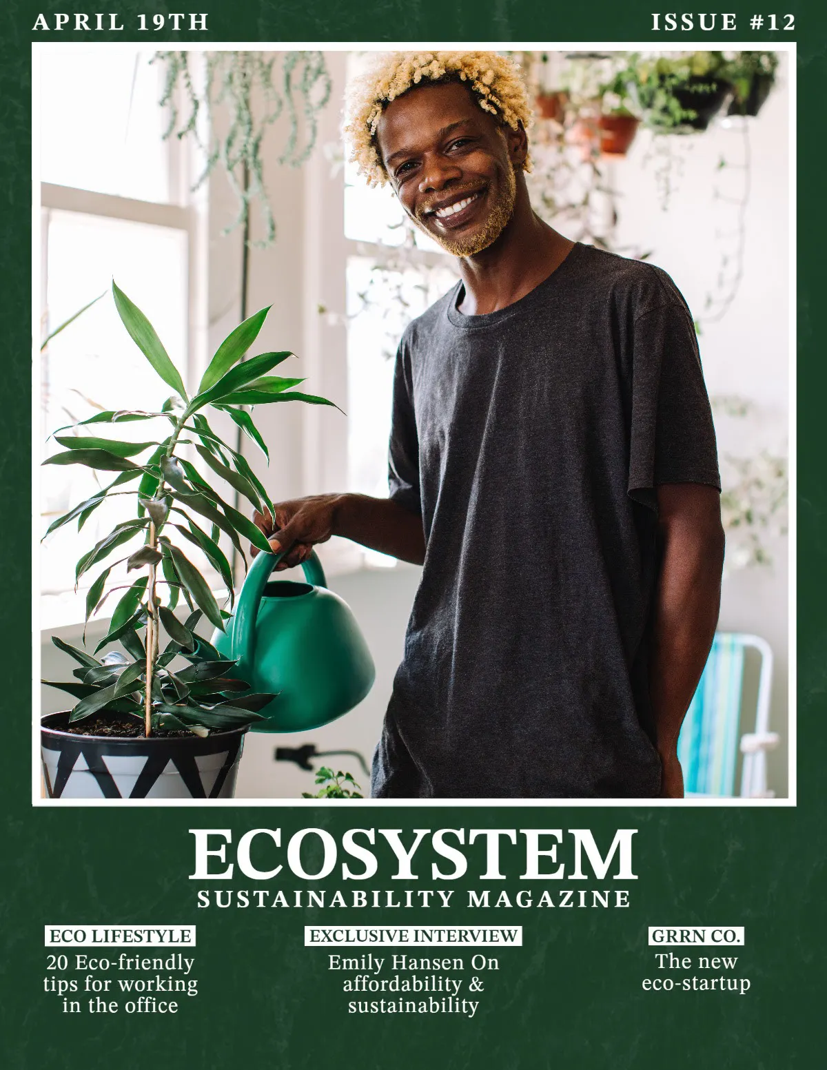 Green White Ecosystem Sustainability Magazine Cover