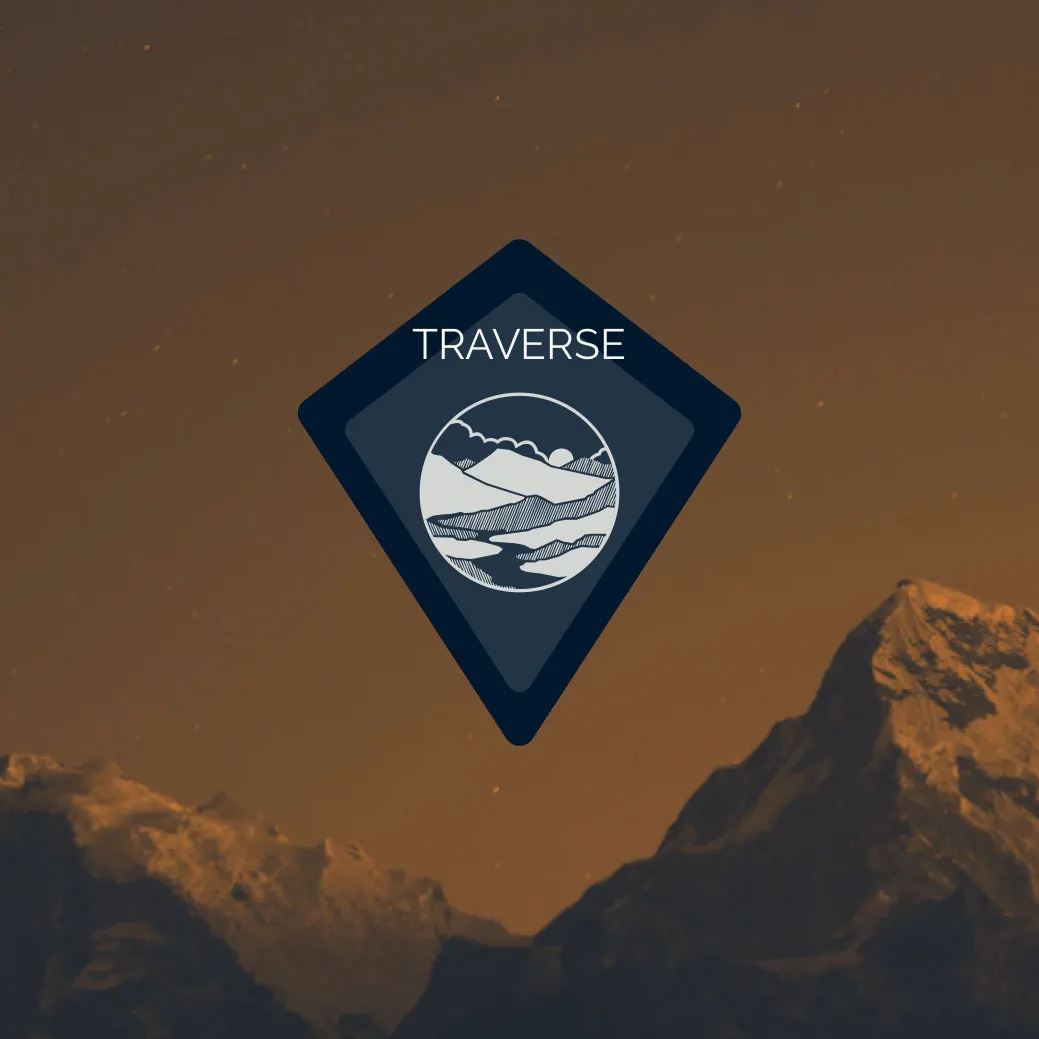 Brown and Navy Blue Traverse Badge