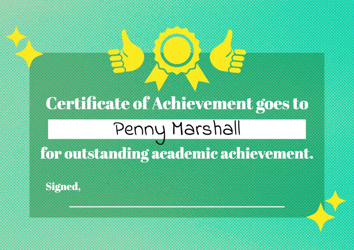 Yellow & Green Kids Academic Achievement Certificate