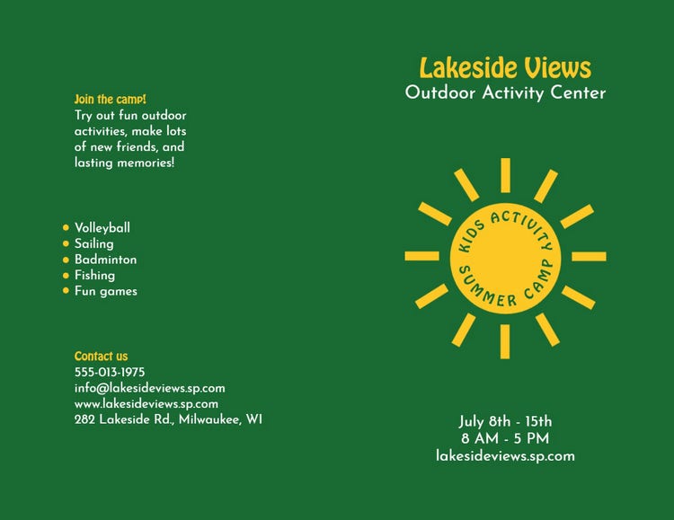 Green & Yellow Summer Camp Pamphlet