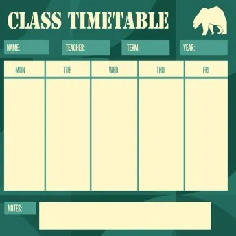 Iteration Yellow and Green Class Timetable Schedule