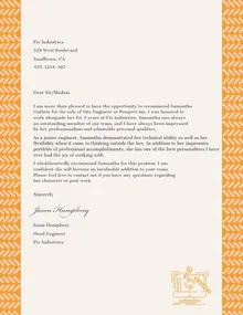 White and Orange Recommendation Letter Letter