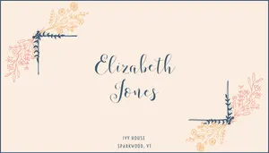Floral Frame Wedding Place Card  Place Cards