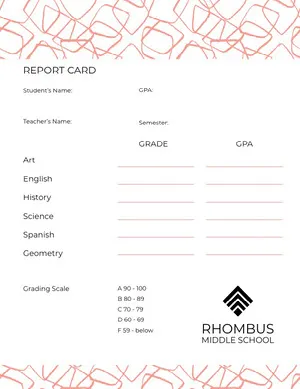 White and Red Empty Report Card Report Card