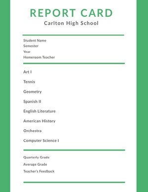 Green High School Report Card Report Card