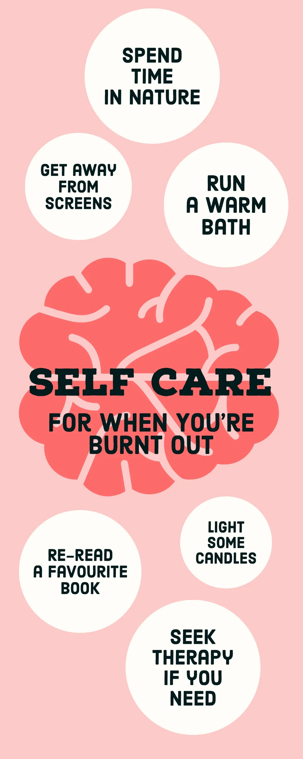 Pink White & Black Self-Care Mindful Brain Infographic