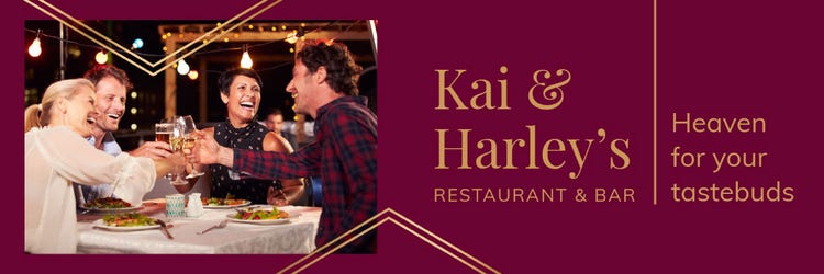 Purple & Gold Elegant Restaurant Business Banner