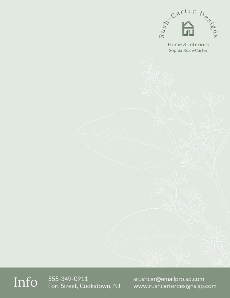 Green Minimal Floral Design Letterhead