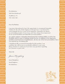 White and Orange Recommendation Letter Letter