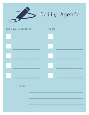 Blue and White Empty Personal Planner Planner