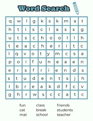 Blue Word Search Worksheet Letter  Word Search Game Maker