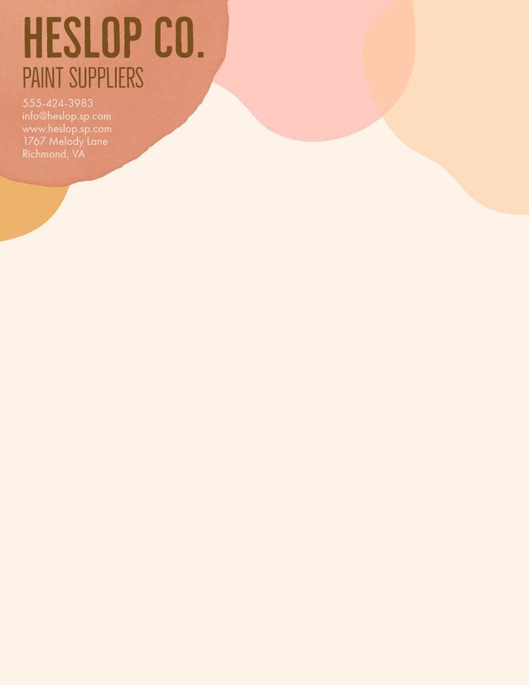 Muted Tones Paint Suppliers Letterhead Cover
