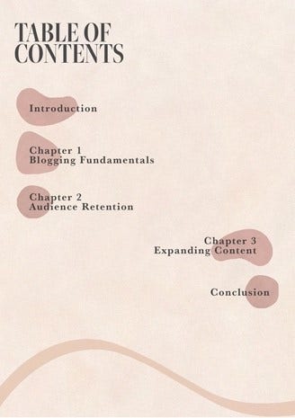 Beige Blogging for Beginners Table of Contents Blog Content Worksheet