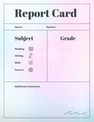 Blue Gradient Light All Grades Report Card