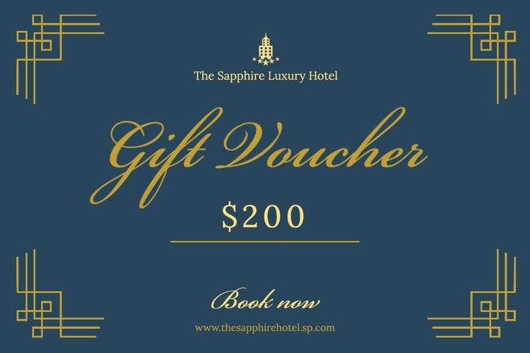 Blue and Gold Hotel Gift Certificate