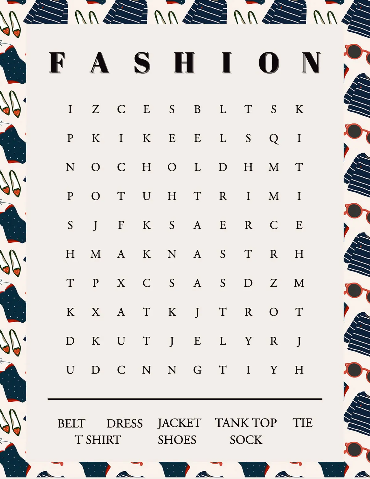 Beige and Black Modern Illustrative Word Search Game