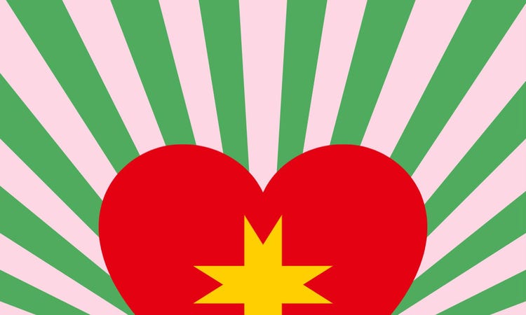 pink and green heart flag maker