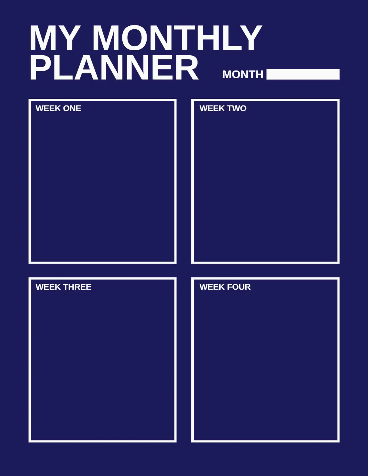 Purple White Modern Monthly Planner