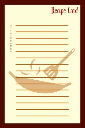 Brown Illustrated Blank Recipe Card with Wok Recipe