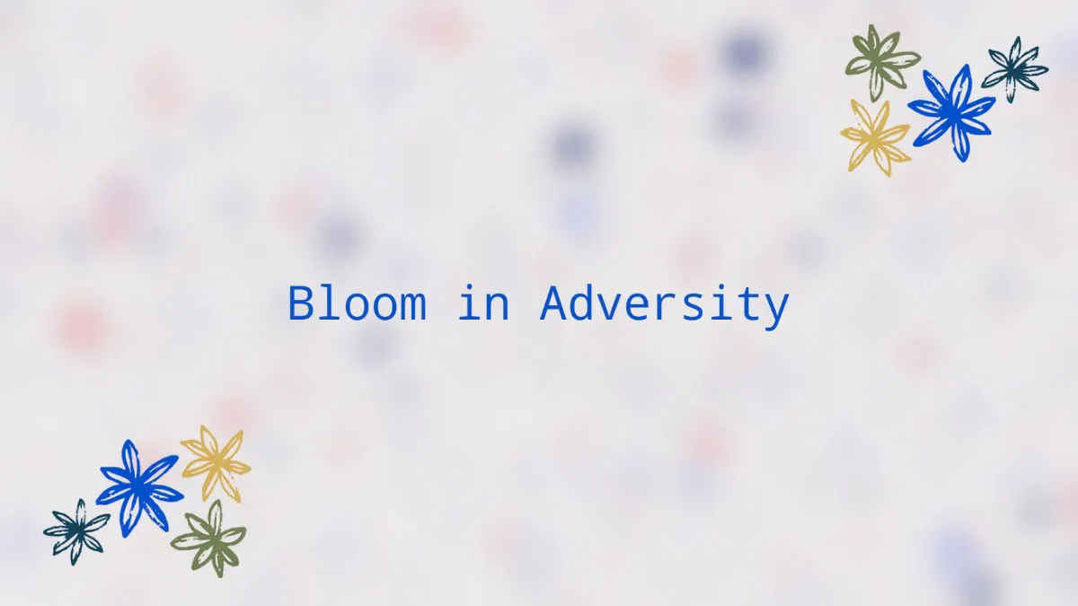 Textured Blue Bloom in Adversity Quote Desktop Wallpaper