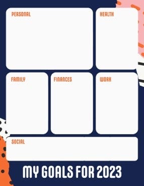 Navy Abstract Scrapbook Yearly Goals Planner