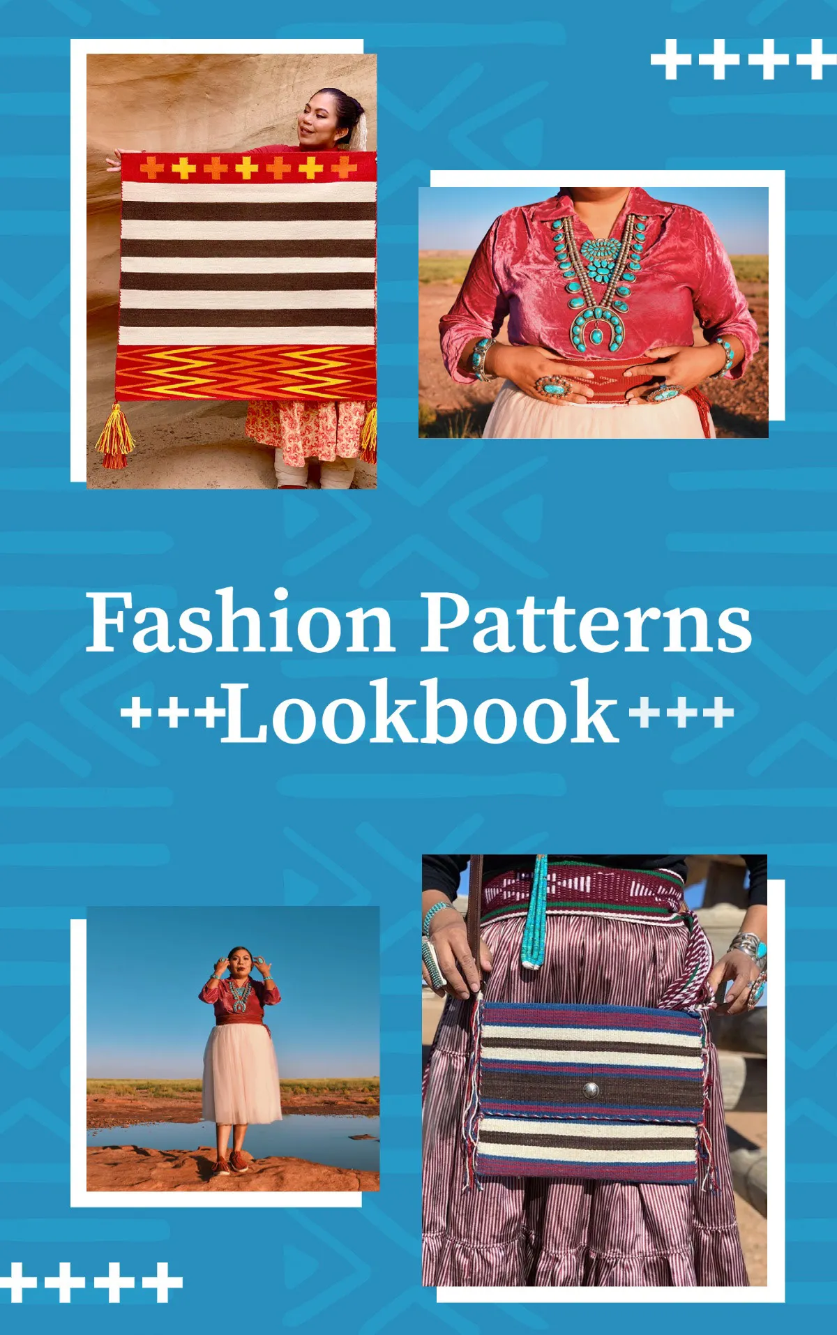 Blue and white fashion lookbook patterns Invitational Flyer by Naiomi Glasses