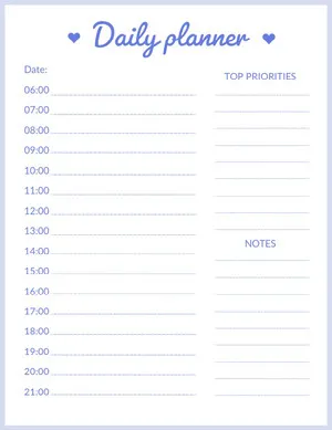 Blue Daily Planner with Time of Day Planner