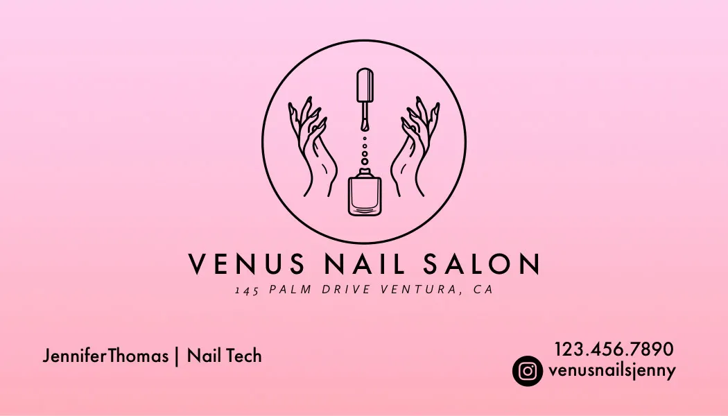 Pink Gradient Nail Salon Business Card
