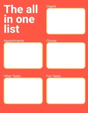 Red Yellow One list Planner