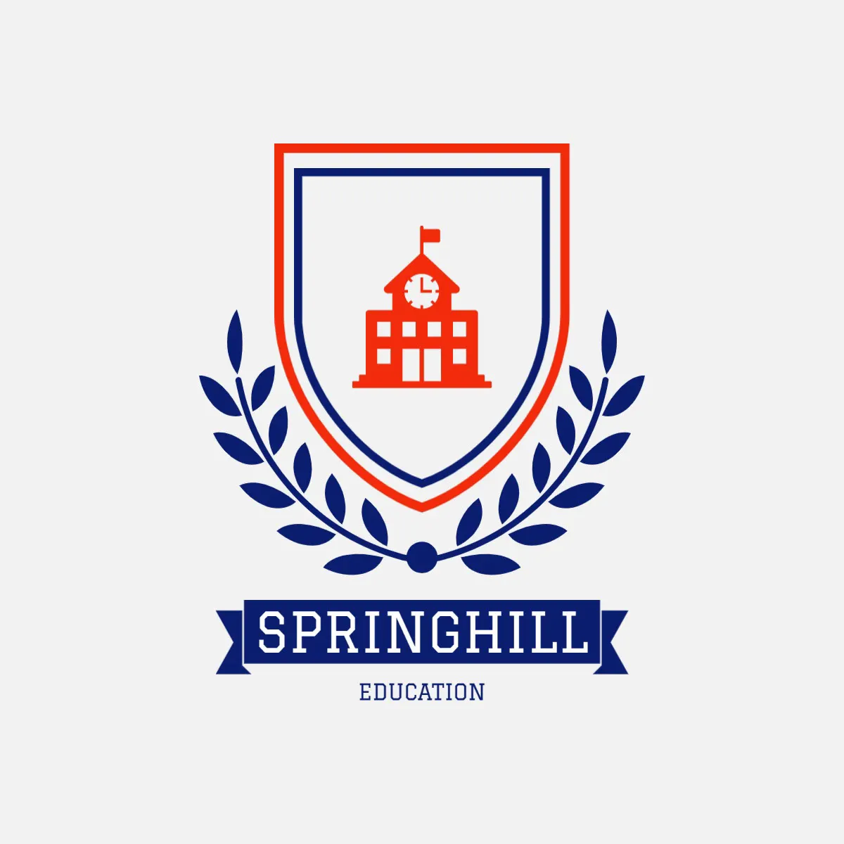Grey Red Blue School Crest Logo 