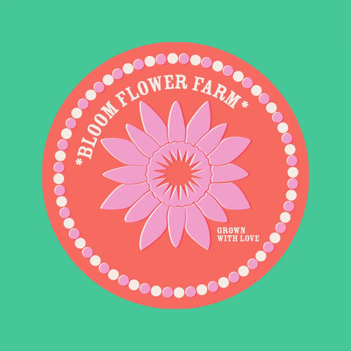 Red and Pink Floral Round Sticker