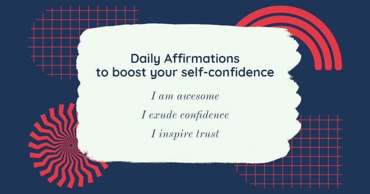 Red & Blue Geometric Daily Affirmations Facebook Post