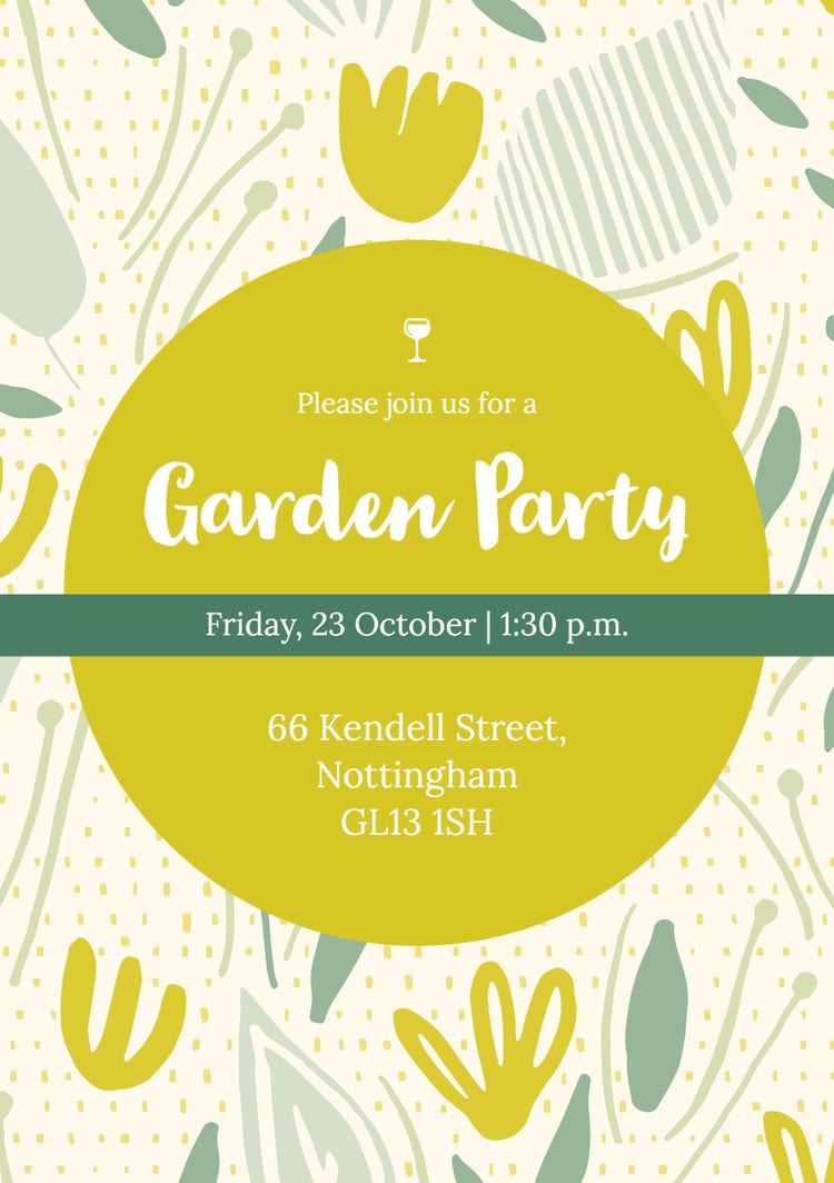 UK Green and Yellow Garden Party Invitation