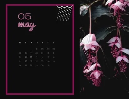 Black and Pink Calendar Card