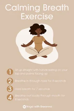 Beige Background and Woman Illustration Breathing Exercise and Yoga Pinterest Infographic