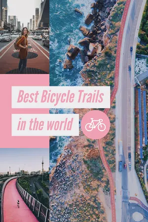 Pink and Blue Best Bicycle Trails Pinterest Graphic Scrapbook Maker