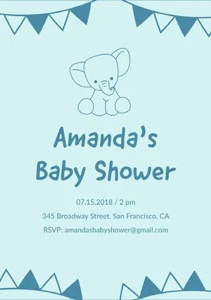 Blue Baby Shower Invitation Announcement
