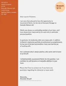 Orange Manager Position Recommendation Letter Letter