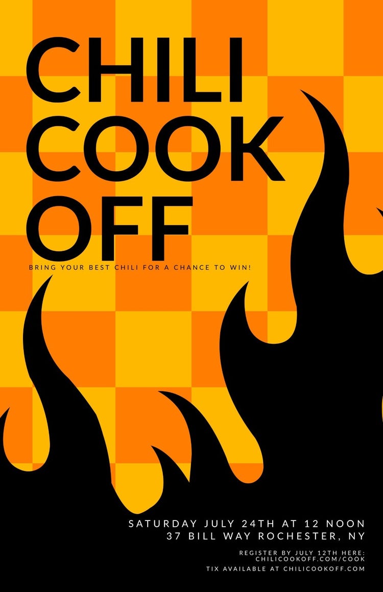 Orange Checkerboard Chili Cook-Off Flyer