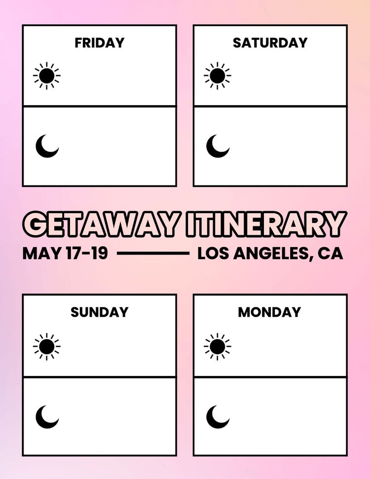 Pink & Black Getaway Itinerary