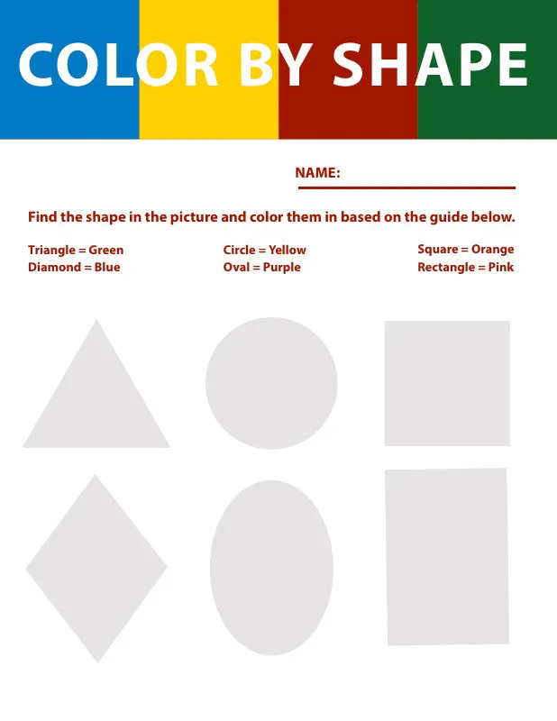 Multicolored Shape and Color Recognizing School Worksheet
