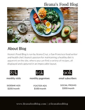Food Blog Media Kit with Salad Photo Media Kit