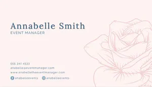 Pink Navy Floral Rose Event Manager Business Card Networking Card
