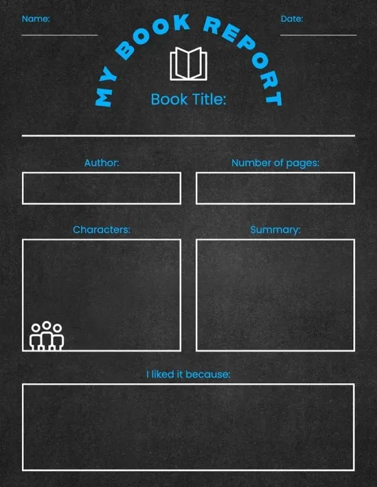 Black Blue Chalkboard Line Icon Humanities Book Report