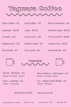 Pink Simple Cafe Menu Coffee Menu