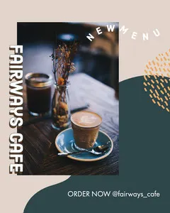 Green and Beige New Menu Fairways Cafe Instagram Portrait  Coffee Menu