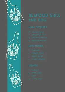 Grey and Blue BBQ and Seafood Menu BBQ Menu